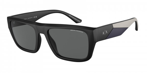 Armani Exchange AX4124SU Sunglasses, 807887 MATTE BLACK DARK GREY (BLACK)