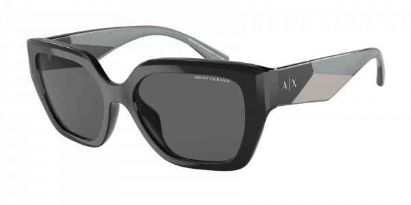 Armani Exchange AX4125SU Sunglasses, 815887 SHINY BLACK DARK GREY (BLACK)