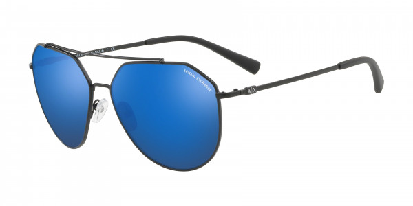 Armani Exchange AX2023S Sunglasses, 606355 MATTE BLACK MIRROR BLUE (BLACK)