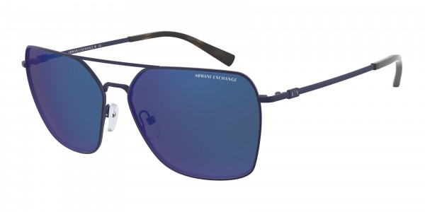 Armani Exchange AX2029S Sunglasses, 611155 MATTE BLUE BLUE MIRROR BLUE (BLUE)