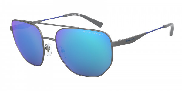 Armani Exchange AX2033S Sunglasses, 600625 MATTE GUNMETAL MIRROR BLUE (GREY)