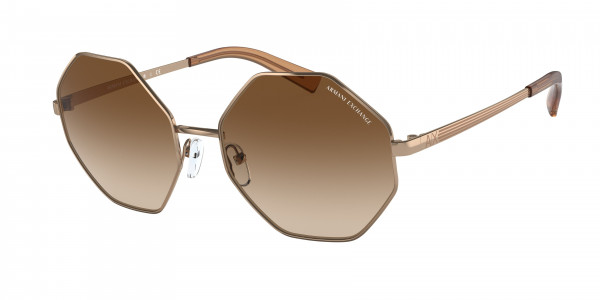 Armani Exchange AX2035S Sunglasses, 610313 ROSE GOLD GRADIENT BROWN (GOLD)