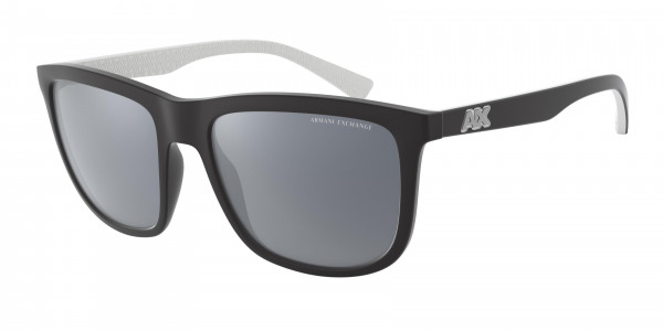 Armani Exchange AX4093S Sunglasses, 8078Z3 MATTE BLACK MIRROR SILVER POLA (BLACK)