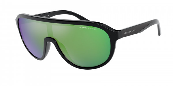 Armani Exchange AX4099S Sunglasses, 815831 SHINY BLACK MIRROR GREEN (BLACK)