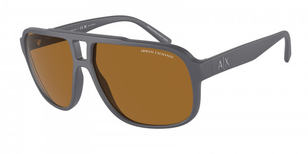Armani Exchange AX4104S Sunglasses, 824983 MATTE GREY BROWN POLAR (GREY)
