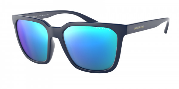 Armani Exchange AX4108S Sunglasses, 818125 MATTE BLUE MIRROR BLUE (BLUE)
