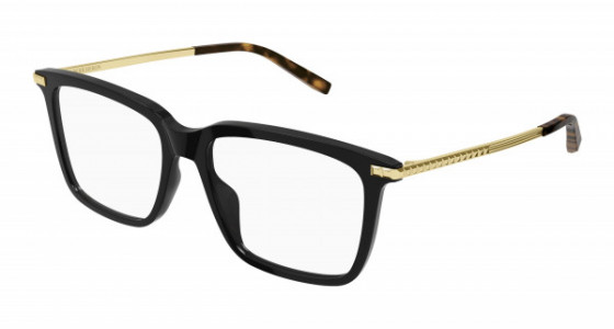 Boucheron BC0131O Eyeglasses, 001 - BLACK with GOLD temples and TRANSPARENT lenses