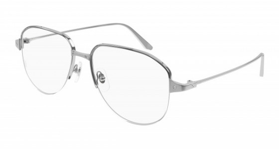 Cartier CT0352O Eyeglasses, 002 - SILVER with TRANSPARENT lenses