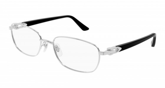 Cartier CT0368O Eyeglasses, 001 - SILVER with BLACK temples and TRANSPARENT lenses