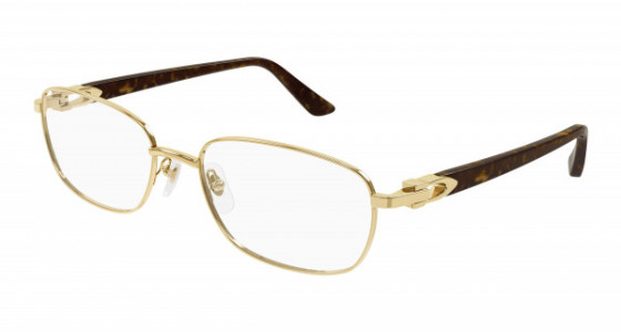 Cartier CT0368O Eyeglasses, 002 - GOLD with HAVANA temples and TRANSPARENT lenses