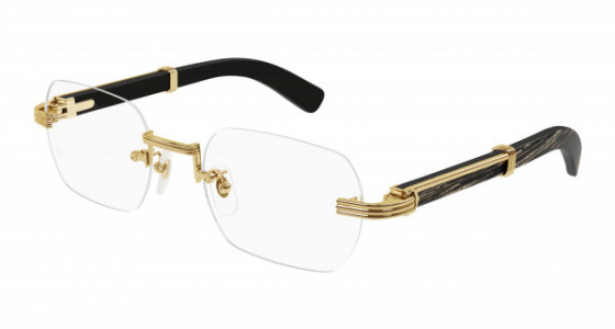 Cartier CT0377O Eyeglasses, 001 - GOLD with BLACK temples and TRANSPARENT lenses