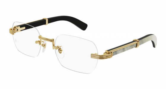 Cartier CT0377O Eyeglasses, 003 - GOLD with WHITE temples and TRANSPARENT lenses