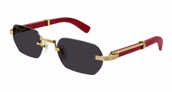 Cartier CT0362S Sunglasses, 004 - GOLD with RED temples and GREY lenses