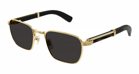 Cartier CT0363S Sunglasses, 001 - GOLD with BLACK temples and GREY lenses