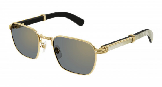Cartier CT0363S Sunglasses, 003 - GOLD with WHITE temples and BRONZE lenses
