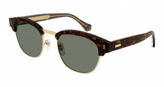 Cartier CT0366S Sunglasses, 002 - HAVANA with GREEN lenses