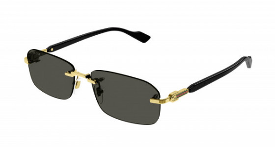 Gucci GG1221S Sunglasses, 001 - GOLD with BLACK temples and GREY lenses