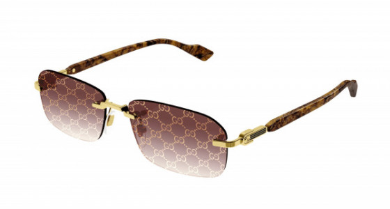 Gucci GG1221S Sunglasses, 004 - GOLD with YELLOW temples and RED lenses