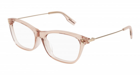 McQ MQ0376O Eyeglasses, 002 - NUDE with GOLD temples and TRANSPARENT lenses