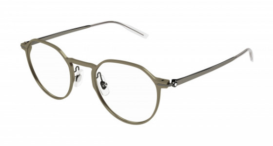 Montblanc MB0233O Eyeglasses, 002 - GREEN with GUNMETAL temples and TRANSPARENT lenses