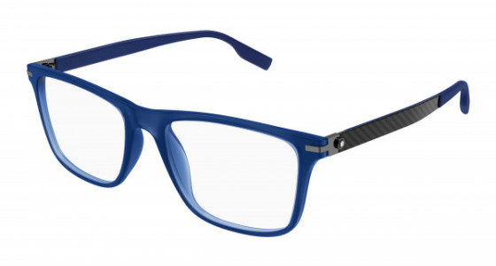 Montblanc MB0251O Eyeglasses, 002 - BLUE with TRANSPARENT lenses