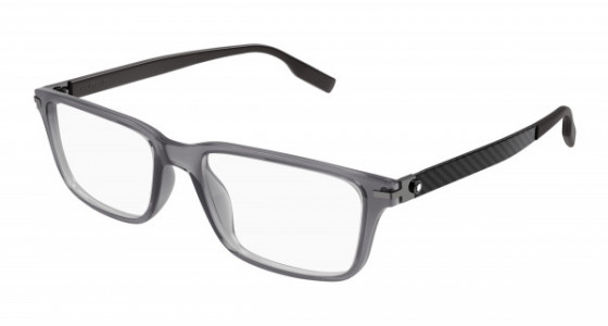 Montblanc MB0252O Eyeglasses, 003 - GREY with BROWN temples and TRANSPARENT lenses