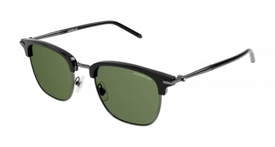 Montblanc MB0242S Sunglasses, 002 - BLACK with GREEN lenses