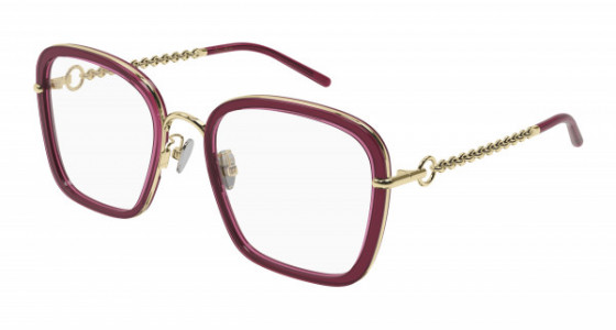 Pomellato PM0113O Eyeglasses, 003 - PINK with GOLD temples and TRANSPARENT lenses