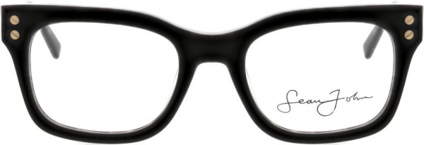Sean John SJLO6025 Eyeglasses, 001 Shiny Black Over Tortoise W/ Shiny Gold Metal Screw Heads