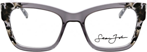 Sean John SJLO6026 Eyeglasses, 035 Shiny Smoke Inner Frame W/ Grey Speckle Laminated Outer Frame