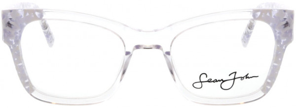 Sean John SJLO6026 Eyeglasses, 971 Shiny Clear Inner Frame W/ Shiny White Speckle Laminated Outer Frame