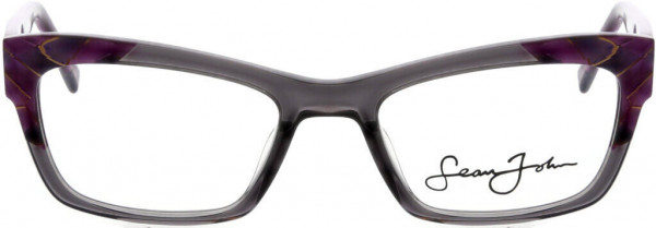 Sean John SJLO6027 Eyeglasses, 035 Shiny Smoke Crystal Inner Frame W/ Plum Shimmer Laminated End Piece