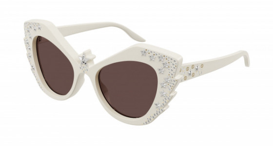 Gucci GG1095S Sunglasses, 002 - IVORY with BROWN lenses