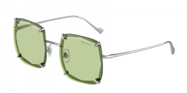 Tiffany & Co. TF3089 Sunglasses, 6001/2 SILVER LIGHT GREEN (SILVER)
