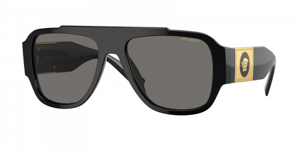 Versace VE4436U Sunglasses, GB1/81 BLACK DARK GREY POLAR (BLACK)