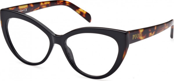 Emilio Pucci EP5215 Eyeglasses, 005 - Shiny Black / Dark Havana