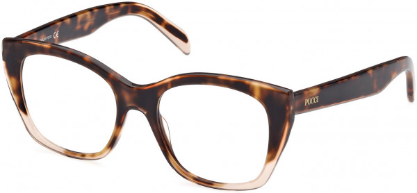 Emilio Pucci EP5217 Eyeglasses, 056 - Shiny Transparent Beige With Dark Havana