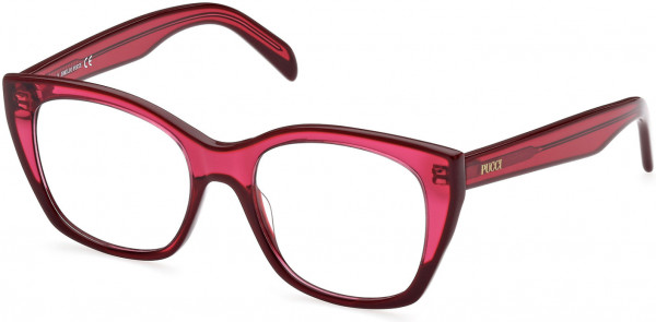 Emilio Pucci EP5217 Eyeglasses, 071 - Shiny Solid Bordeaux With Transparent Red