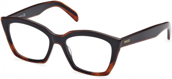 Emilio Pucci EP5218 Eyeglasses, 005 - Bilayer Shiny Medium Havana With Black