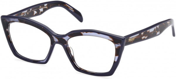 Emilio Pucci EP5218 Eyeglasses, 056 - Bilayer Solid Blue With Blue Havana