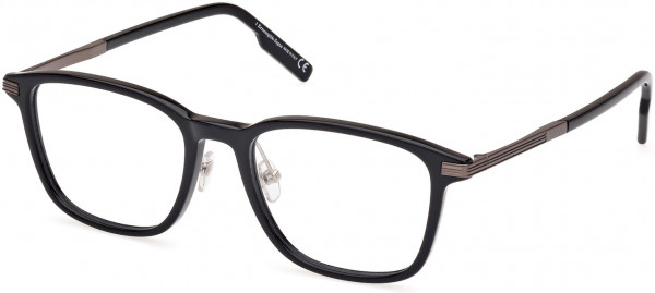 Ermenegildo Zegna EZ5251-H Eyeglasses, 001 - Shiny Black, Shiny Gunmetal Titanium, Vicuna