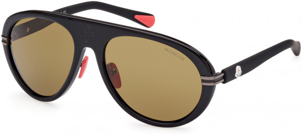 Moncler ML0240 Navigaze Sunglasses, 01H - Shiny Black / Brown Lenses (Polarized)