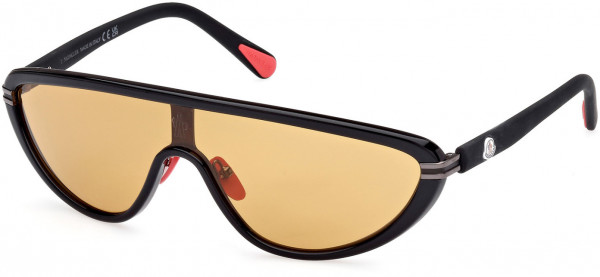 Moncler ML0239 Vitesse Sunglasses, 01E - Shiny Black / Honey Lens