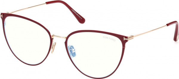 Tom Ford FT5840-B Eyeglasses, 066 - Shiny Bordeaux / Shiny Rose Gold