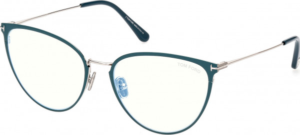 Tom Ford FT5840-B Eyeglasses, 087 - Shiny Turquoise / Shiny Palladium