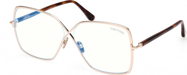 Tom Ford FT5841-B Eyeglasses, 028 - Shiny Rose Gold / Blonde Havana