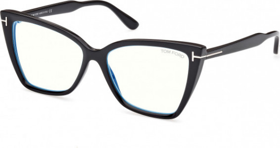 Tom Ford FT5844-B Eyeglasses, 001 - Shiny Black / Shiny Black