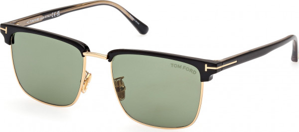 Tom Ford FT0997-H HUDSON-02 Sunglasses, 01N - Shiny Pale Gold / Shiny Black