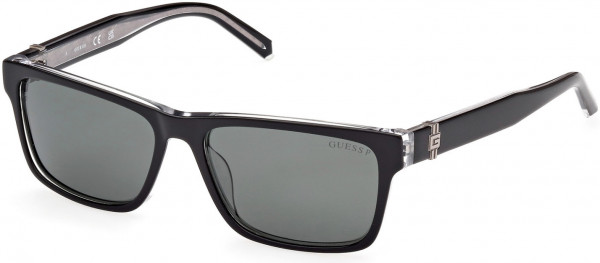 Guess GU00074 Sunglasses, 01R - Shiny Black  / Green Polarized