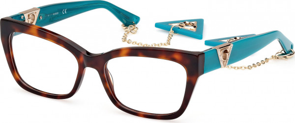 Guess GU2960 Eyeglasses, 056 - Dark Havana / Shiny Turquoise